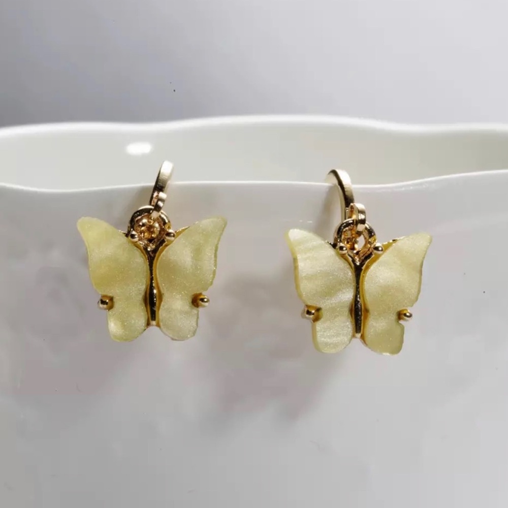 Gold and yellow butterfly earrings